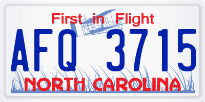 NC license plate AFQ3715