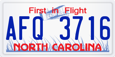 NC license plate AFQ3716