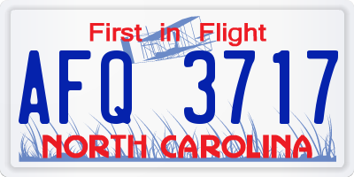 NC license plate AFQ3717