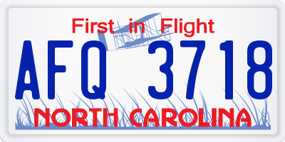 NC license plate AFQ3718