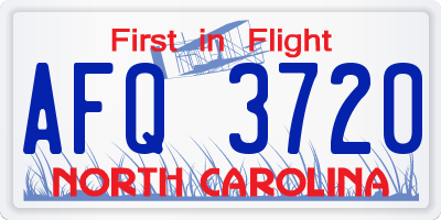NC license plate AFQ3720