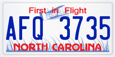 NC license plate AFQ3735