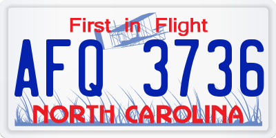 NC license plate AFQ3736