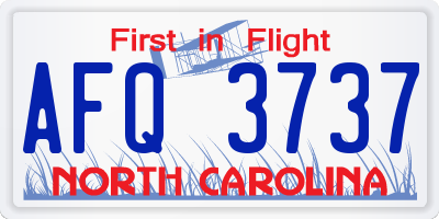 NC license plate AFQ3737