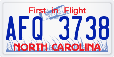 NC license plate AFQ3738