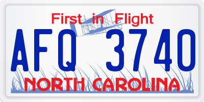 NC license plate AFQ3740
