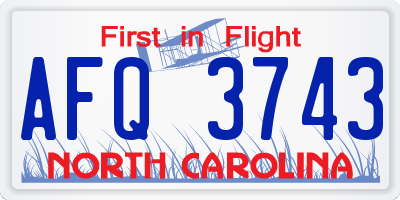 NC license plate AFQ3743