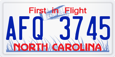 NC license plate AFQ3745