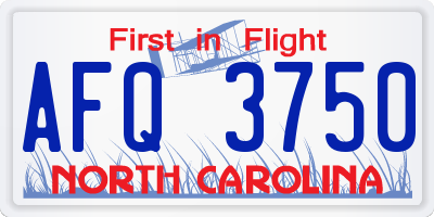 NC license plate AFQ3750