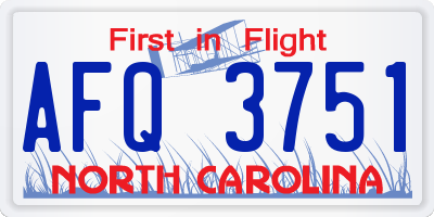 NC license plate AFQ3751