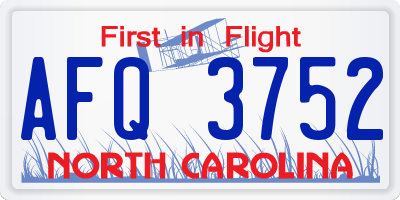 NC license plate AFQ3752