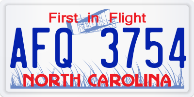 NC license plate AFQ3754
