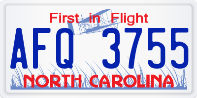 NC license plate AFQ3755