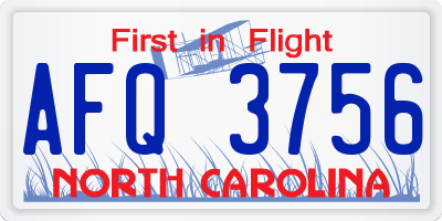 NC license plate AFQ3756