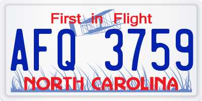 NC license plate AFQ3759