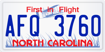NC license plate AFQ3760