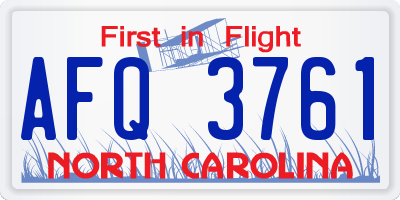 NC license plate AFQ3761