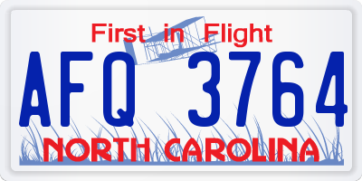 NC license plate AFQ3764