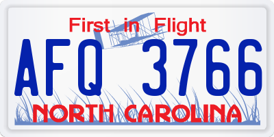NC license plate AFQ3766