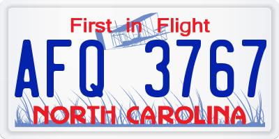 NC license plate AFQ3767