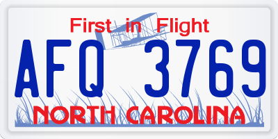 NC license plate AFQ3769