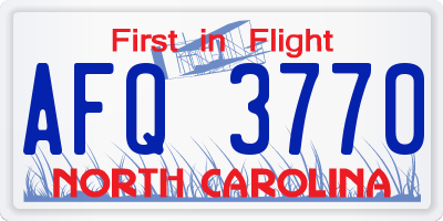 NC license plate AFQ3770