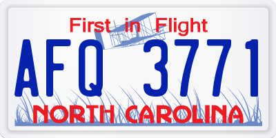 NC license plate AFQ3771