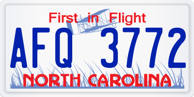 NC license plate AFQ3772