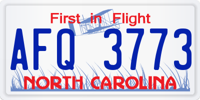 NC license plate AFQ3773