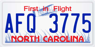 NC license plate AFQ3775