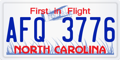 NC license plate AFQ3776