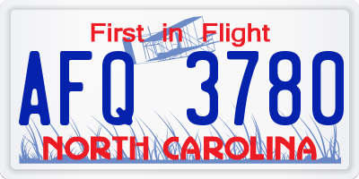 NC license plate AFQ3780