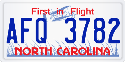 NC license plate AFQ3782