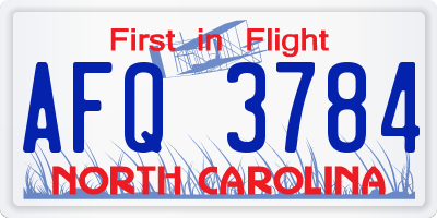 NC license plate AFQ3784