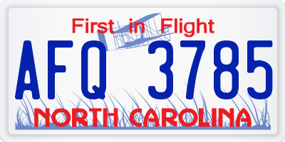 NC license plate AFQ3785