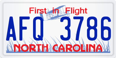 NC license plate AFQ3786