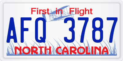 NC license plate AFQ3787