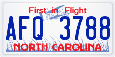 NC license plate AFQ3788