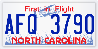 NC license plate AFQ3790