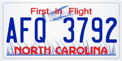 NC license plate AFQ3792
