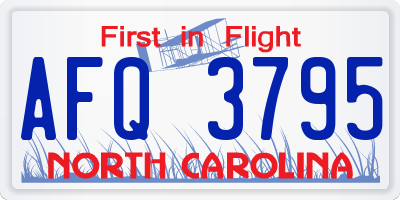 NC license plate AFQ3795