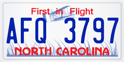 NC license plate AFQ3797
