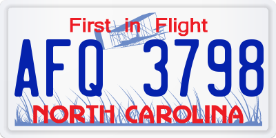 NC license plate AFQ3798