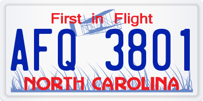 NC license plate AFQ3801