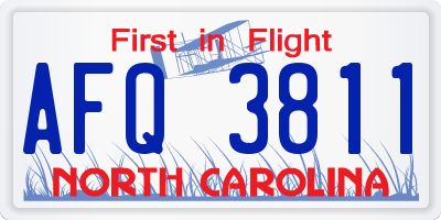 NC license plate AFQ3811