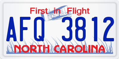 NC license plate AFQ3812