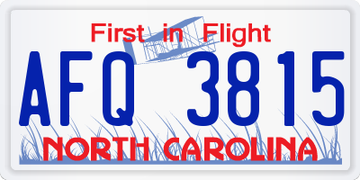 NC license plate AFQ3815