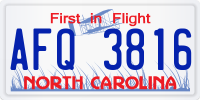 NC license plate AFQ3816