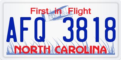 NC license plate AFQ3818