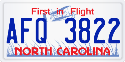 NC license plate AFQ3822